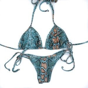 Blue Snakeskin posing suit or swimwear